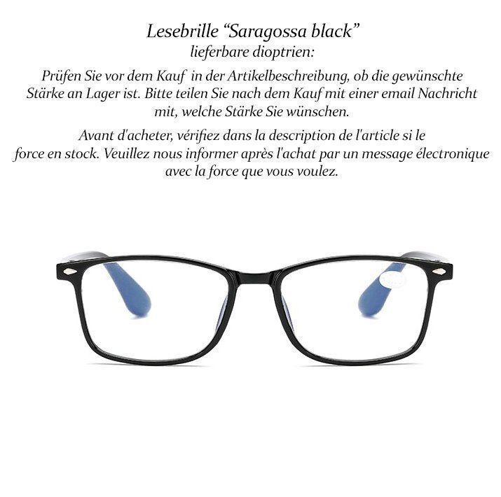 Occhiali & Lenti: Lesebrille Saragossa black +1.5 +2.0 +3.0 – Nuovo e nell'imballaggio originale da Pfäffikon SZ venduto da ANNAPURNA8091