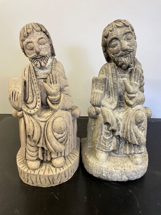 Lot De 2 Anciennes Statues Country Corner N°7 – Enfants Plâtre Art Déco – 32 Cm