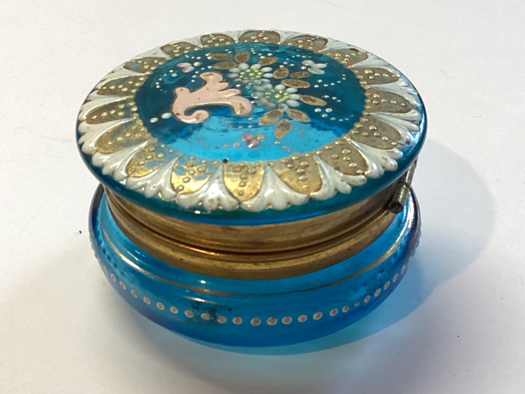 Gläser: Antike runde  böhmische Glas, Schmuckdose, Emaillemalerei – Gebraucht aus Eglisau von mar_5rn2 8