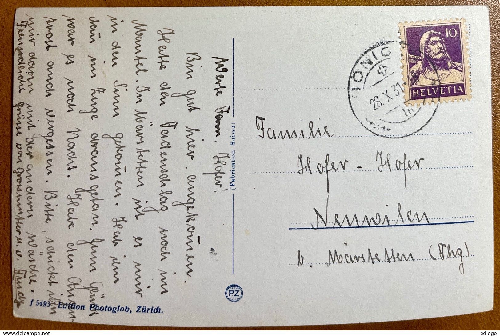 Ansichtskarten: Bönigen am Brienzersee. 1931 – Gebraucht aus Lutry von Ediego 1