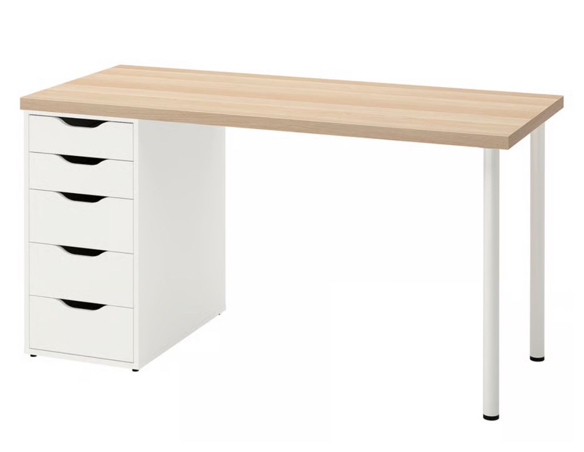 Ikea Scrivanie: Schreibtisch, Eicheneff wlas/weiß, 140x60 cm – Usato da Zürich venduto da mer_pr7h 1
