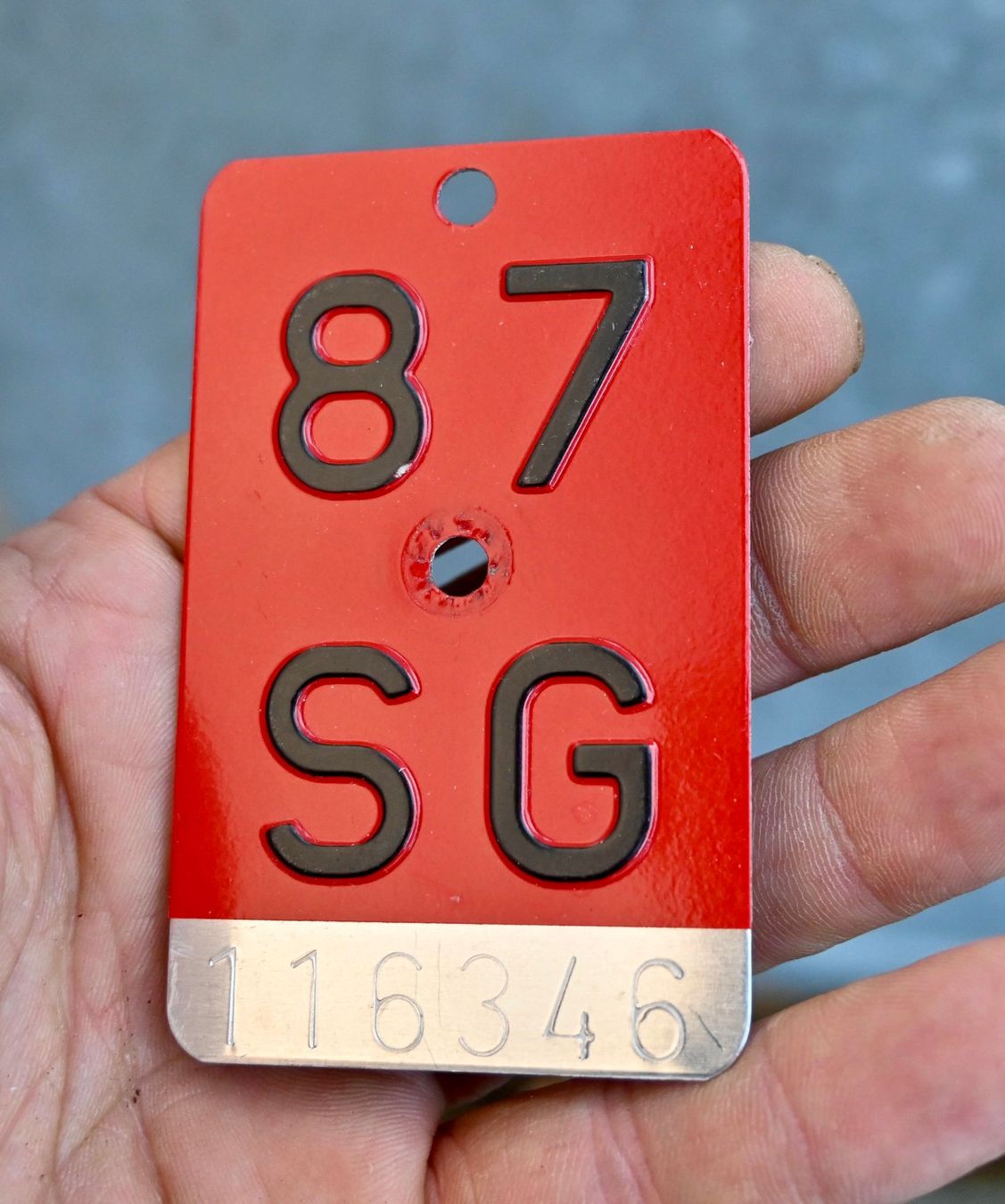 Schilder: Velonummer SG von 1987 - ST. Gallen - AR 87 – Gebraucht aus Pfaffhausen von mono_rec 1