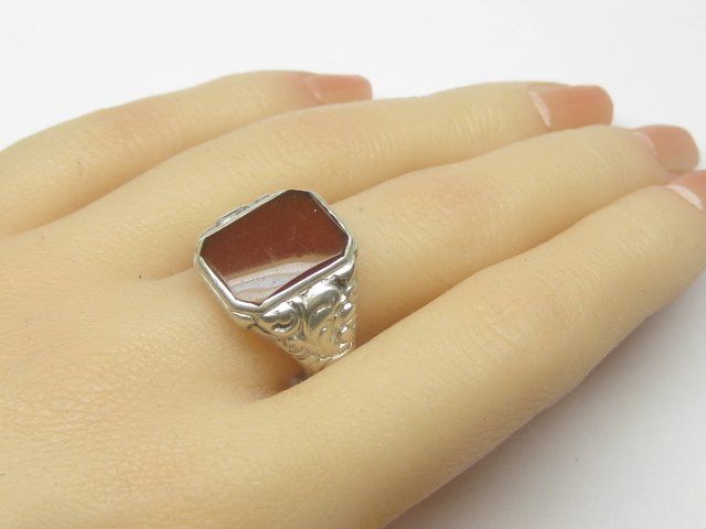 Anelli: Antik Ring Silber floral Karneol Gr. 60 – Usato da Ermatingen venduto da Decovin 2