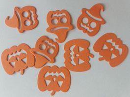 8 Kürbisse klein gestanzt Halloween DIY Papier Die Cuts
