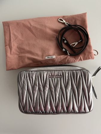 Miu Miu Tasche Silber Nappa Cristal Bag, Neuwertig!