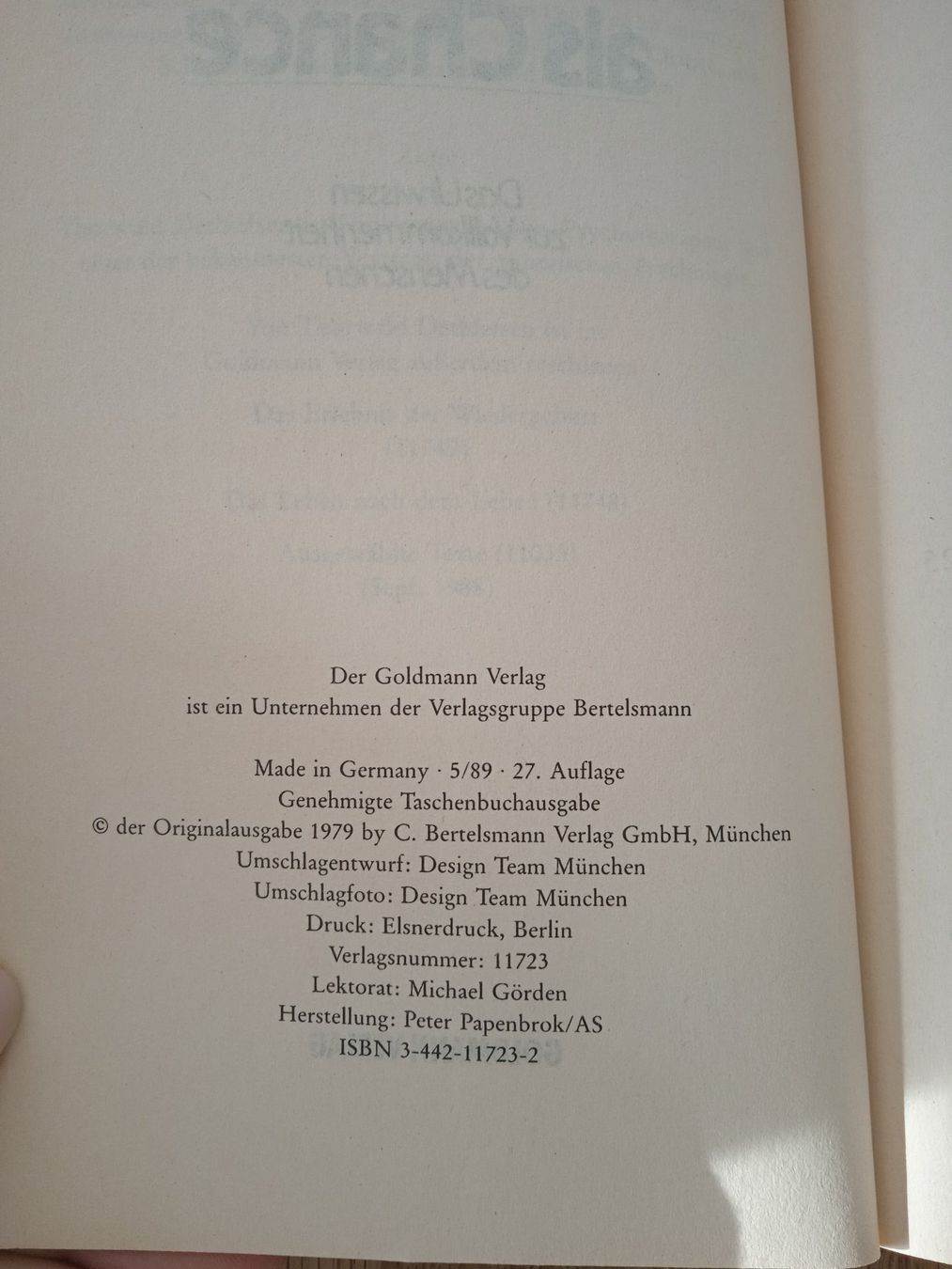 Livres: Schichsal als Chance Thorwald Dethlefsen – D'occasion à Rothrist par MaSa82 2