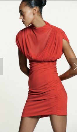 Abito donna rosso drappeggiato 