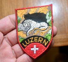 VINTAGE Badge LUZERN LÖWE nos ST. GALLER STICKEREI abz