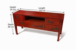 Rote TV-Bank / Sideboard im Asia-Stil, 110x80x35cm