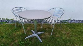 Ensemble table et 2 chaises jardin en aluminium 