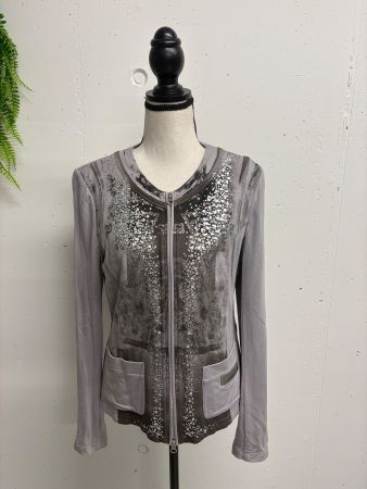 Sportalm Cardigan Jacke grau mit Pailletten Vintage 38