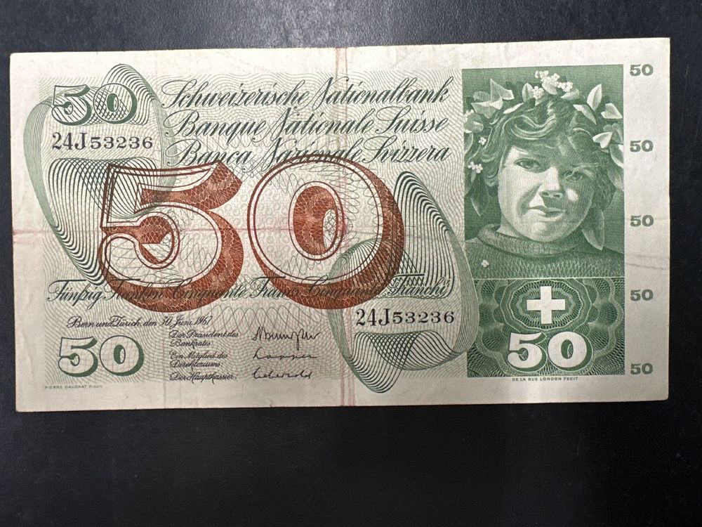 50 Fr.-Note Schweiz 1967 (Gebraucht) in Herisau für CHF 13 – mit ...