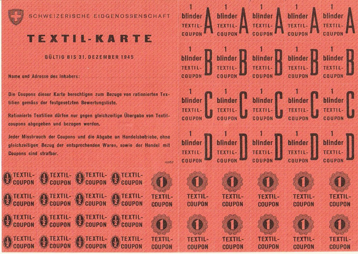 Dokumente: 2 Lebensmittelkarte, 1948 Rationsmarken Schweiz – Gebraucht aus Basel von Bingis 1