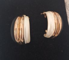 Creolen Clipsen Vintage schwarz weiss gold