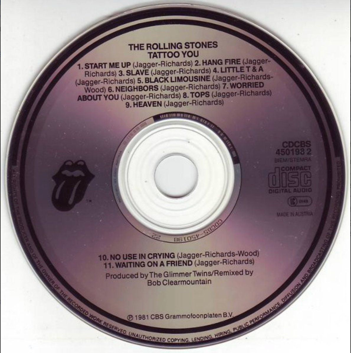CD: The Rolling Stones - Tatoo You – Usato da Brunnen venduto da Barfly5 2