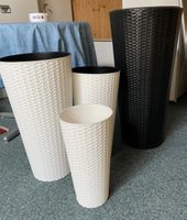 4 Pflanzkübel Rattanoptik schwarz weiss gebraucht