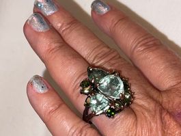 Aquamarine Trio & Gemstones SS925 14K Rose Gold Vermeil Ring