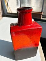 Grosse Vintage Keramikvase rot-schwarz, Fat Lava, 60er Jahre