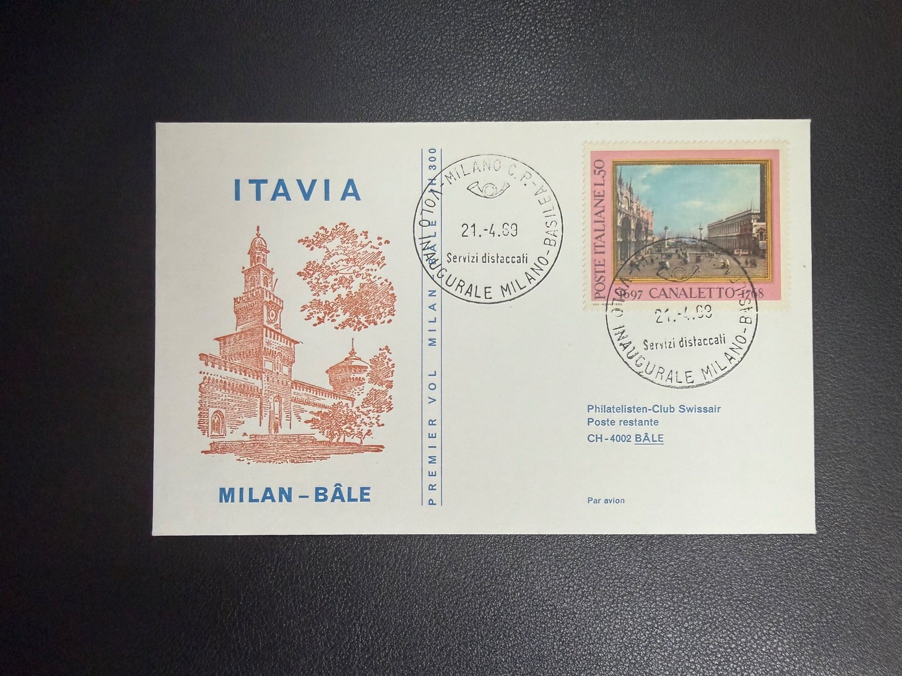 Alle Briefmarken: Itavia Erstflugbrief Mailand - Basel 1969 – Gebraucht aus oberrüti von jeanmei