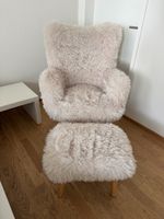 Fauteuil fluffy très doux et pouf assorti 