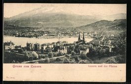 Luzern, Teilansicht mit Kirche und Pilat