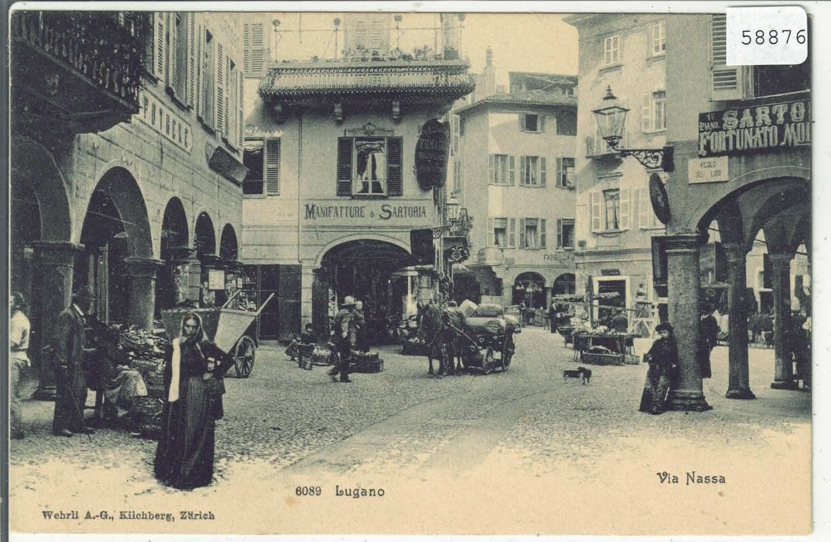 Cartoline postali: Lugano - Via Nassa - animee – Usato da Ettingen venduto da Kartenplanet