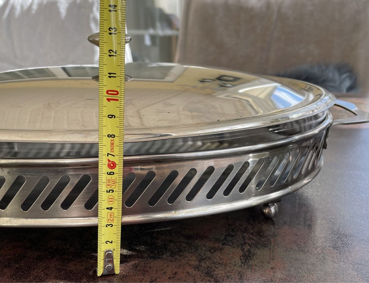 Servierplatten: Servierplatte mit Deckel und Metallrechaud – Gebraucht aus Pfaffnau von Loefibu 8