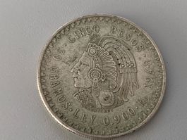 1948 MEXICO SILBER 5 PESOS CUAUHTEMOC ORIGINAL (SELTEN)