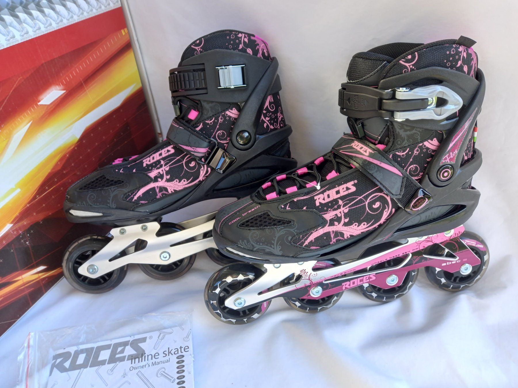Pattini in linea & Pattini a rotelle: Roces Flos Inline Skates Gr.42 Schwarz Pink Neu – Nuovo (secondo la descrizione) da Schweizersholz venduto da freyle1