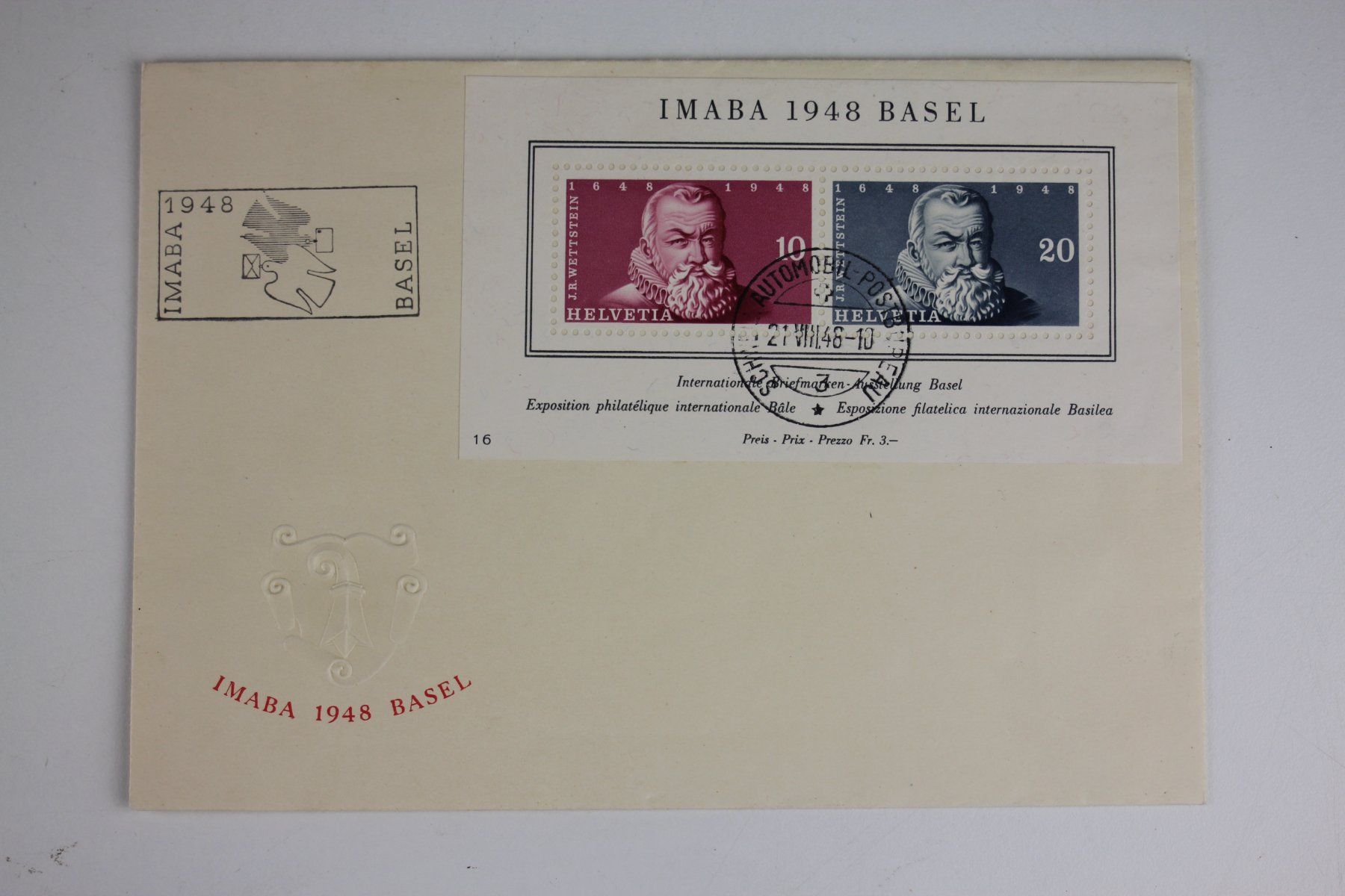 Tutti i francobolli: IMABA 1948 Basel Brief Block Helvetia FDC #5 – Usato da Basel venduto da IRMAundFRED