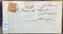 Faltbrief mit Sitzende Helvetia Nr. 37b - ʘ ZURICH - SBK 100