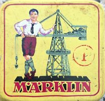 Märklin Blechdose mit Kranmotiv, bespielt, 1 Stück