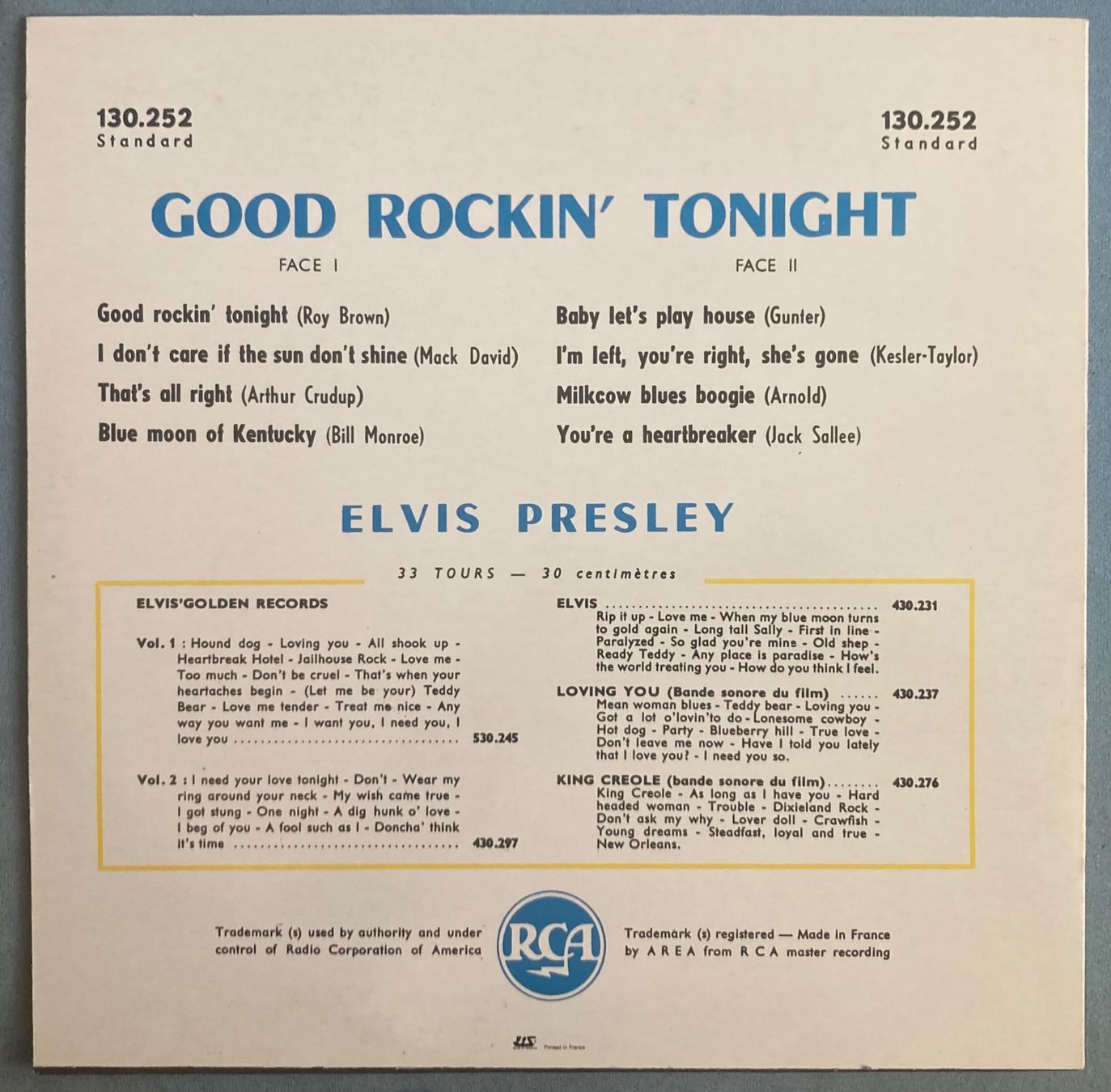 Dischi in vinile: ELVIS PRESLEY - GOOD ROCKIN' TONIGHT – Usato da Poliez-Pittet venduto da Newtown-Records 1