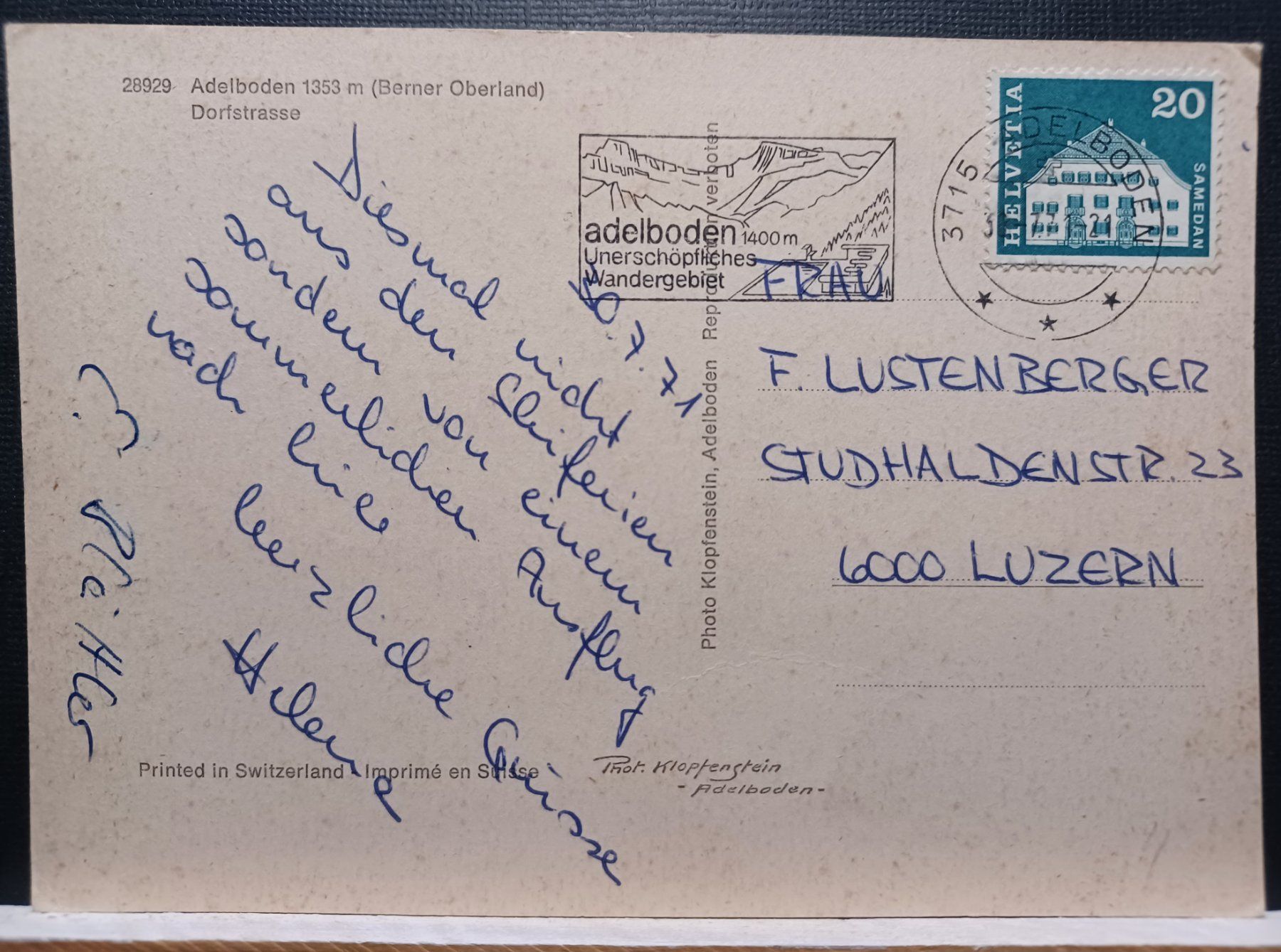 Cartoline postali: Adelboden BE, Dorfstrasse, 1977 – Usato da Aarau Rohr venduto da mgvw 2