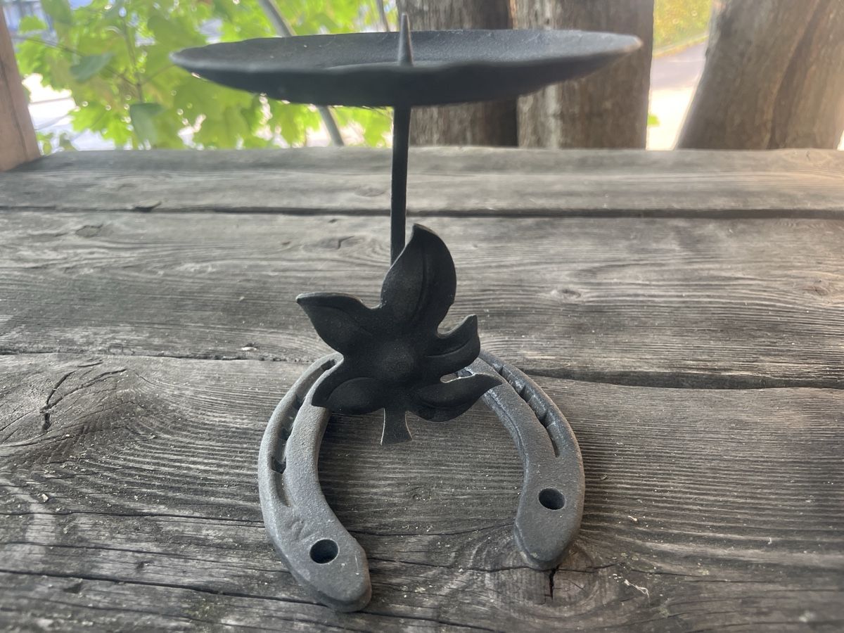 Portacandele: Set: Schmiedeeiserner Flaschenhalter & Kerzenständer  – Usato da Möhlin venduto da mil_h55x 7