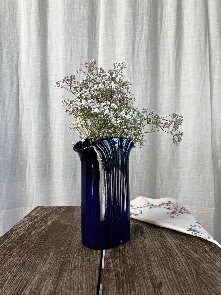 Vasi & Recipienti: Vintage vase, cobalt blue ceramic with ruffled rim – Usato da Oberägeri venduto da Theonose74 7