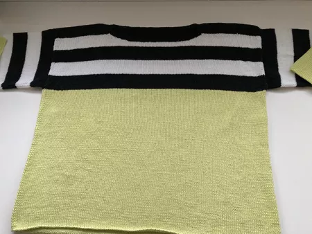 Pullover Baumwolle kiwi schwarz weiss 46