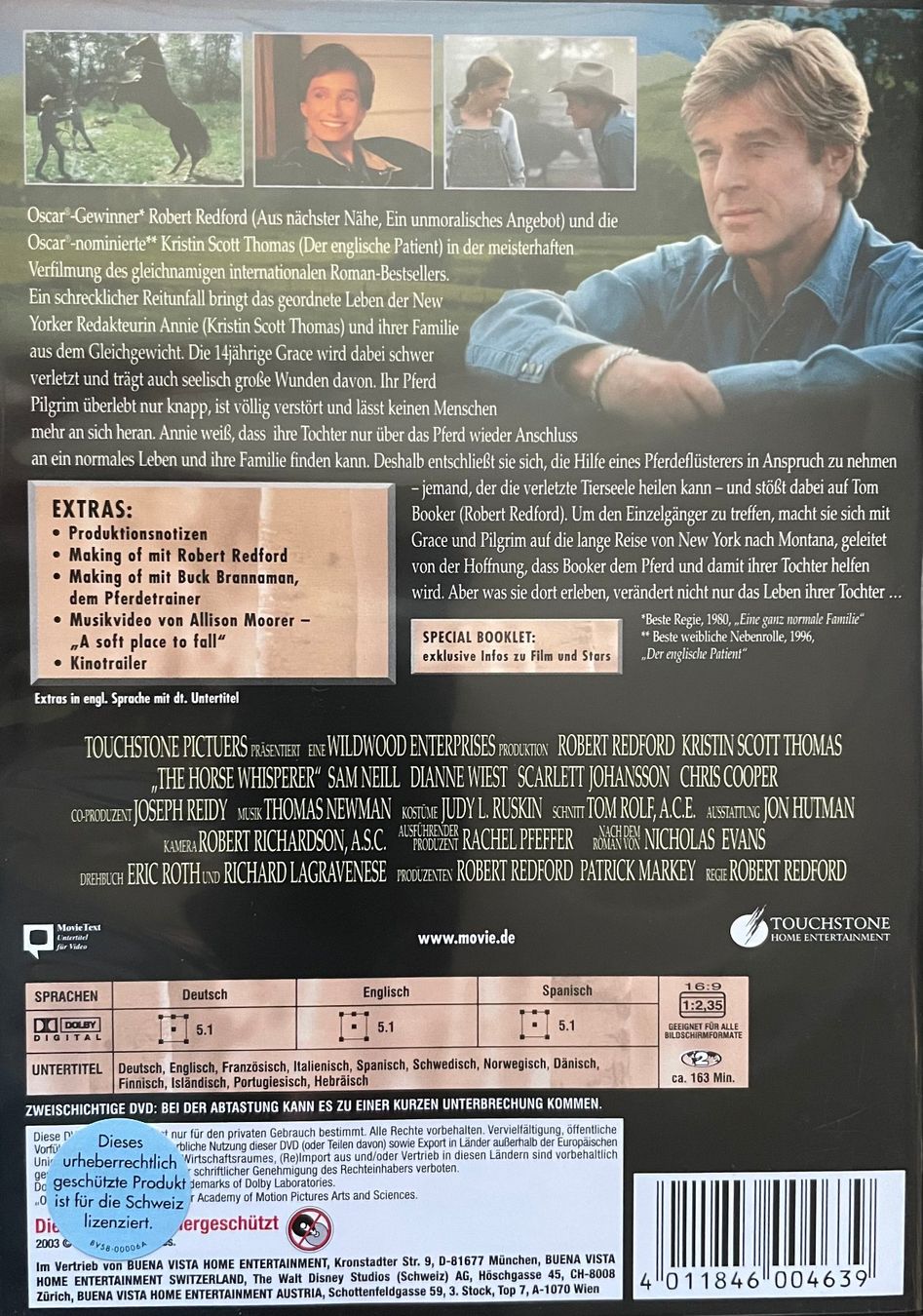 Tutti i DVDs: Der Pferdeflüsterer (von & mit Robert Redford) – Usato da Brunnen venduto da Barfly5 1