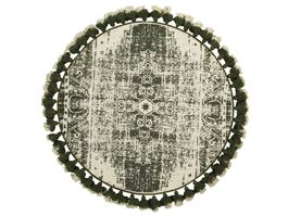 Teppich Baumwolle creme / grün ø120 cm mit Quasten Kurzflor