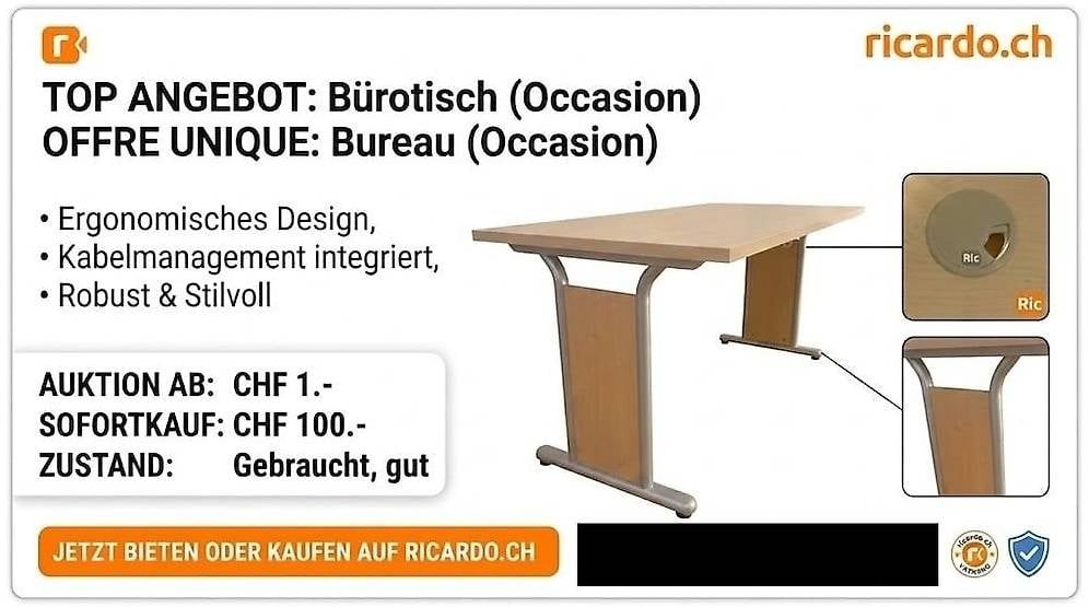 Scrivanie: TOP ANGEBOT: Moderner Bürotisch mit Kabelmanagement – Usato da Zürich venduto da donnasdistelfink