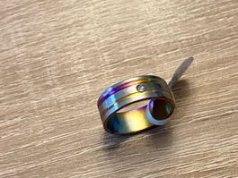 REGENBOGEN RING, GR.18, EDELSTAHL NEU
