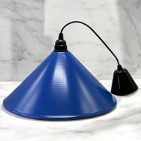 Lampe suspendue vintage Optelema aluminium émaillé bleu