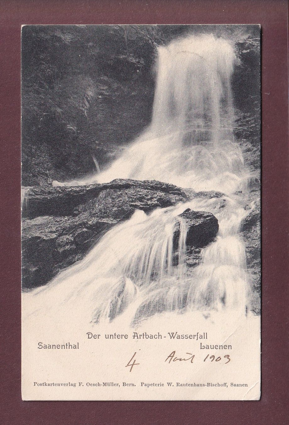 Cartoline postali: Lauenen - Untere ARTBACH-WASSERFALL - 1903 // Eckbug // – Usato da Pully venduto da nicecards