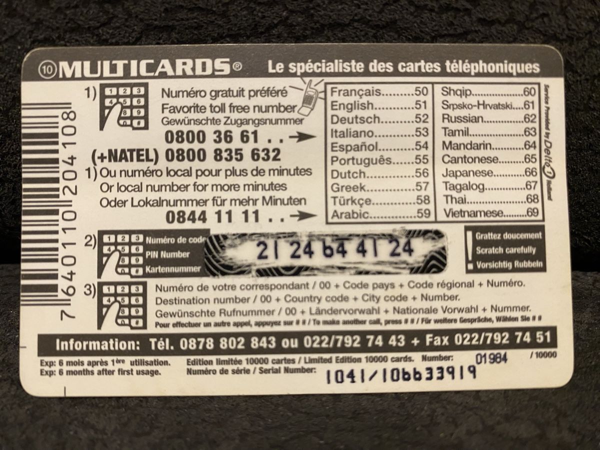 Schede telefoniche: Prepaid card – Difettoso da Lausanne venduto da babacard10 1