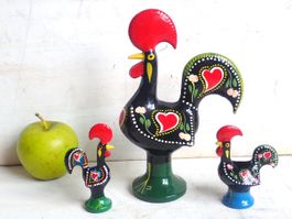 3 Glückshahn Barcelos Portugal Vintage Hahn Metall