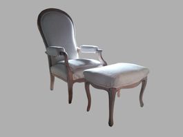 Antiker Sessel mit Ottoman Louis Philippe (verstellbar!)