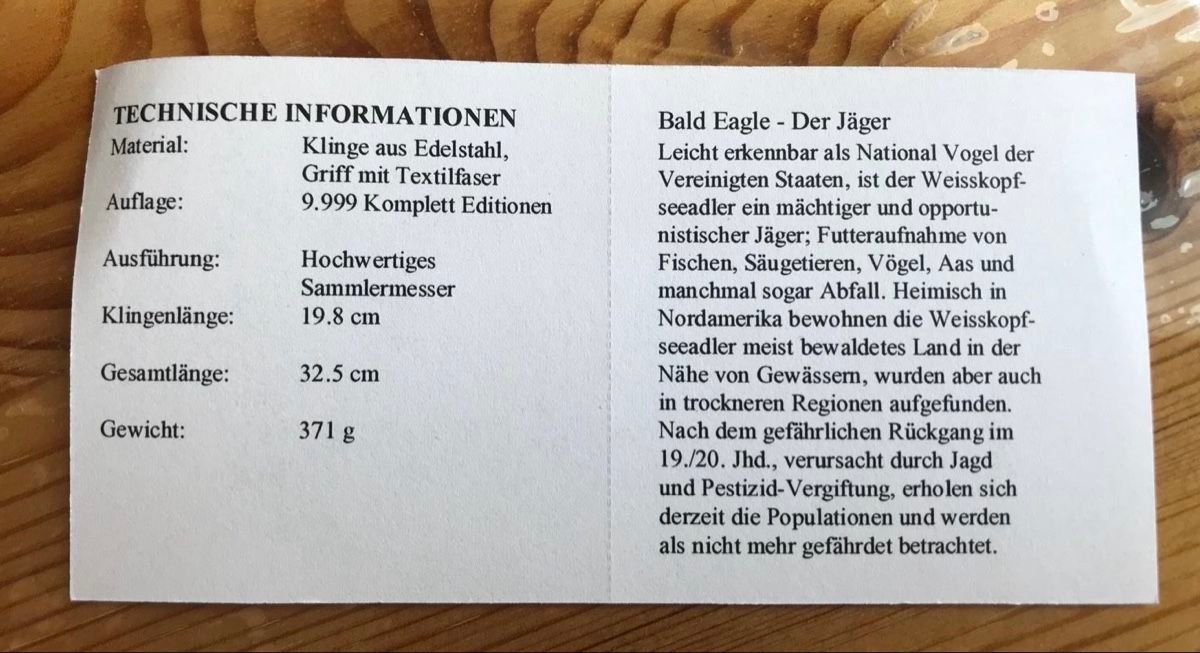 Accessori: Sammlermesser "König der Lüfte" Bald Eagle, neu – Usato da Winterthur venduto da ChicMarkt 3