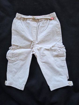 Pantalon léger beige brodé fleur 18-24 mois 80 - 86 cm