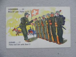 CH Humor Motiv Karte Miltär Rueblikarte Bären Katzen ca.1940