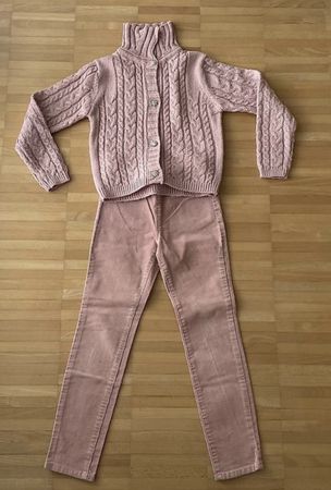 Kinder Set Strickjacke und Hose altrosa Gr.122